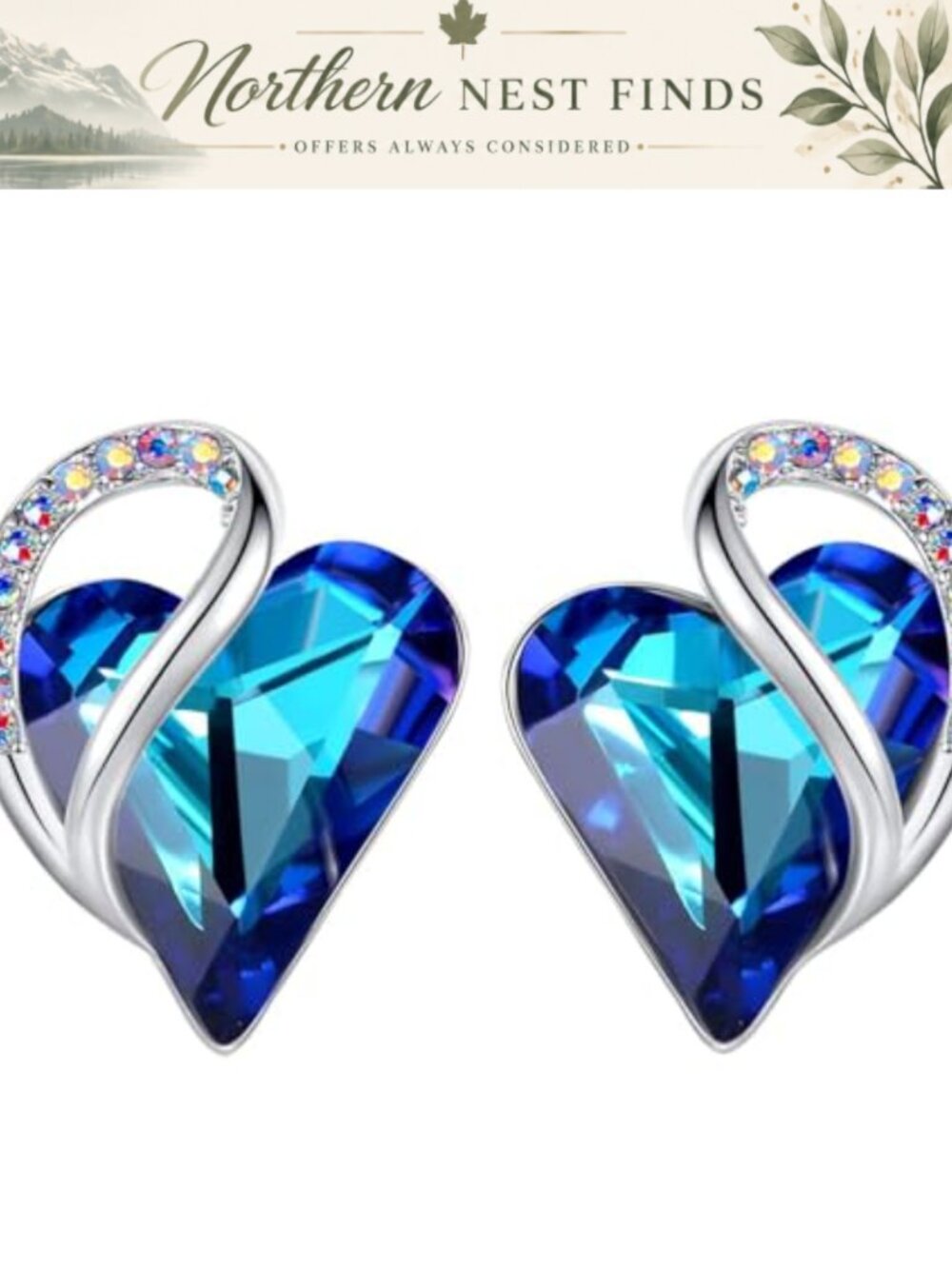 Infinity Love Heart Birthstone Crystal Stud Earrings for Women Hypoallergenic
